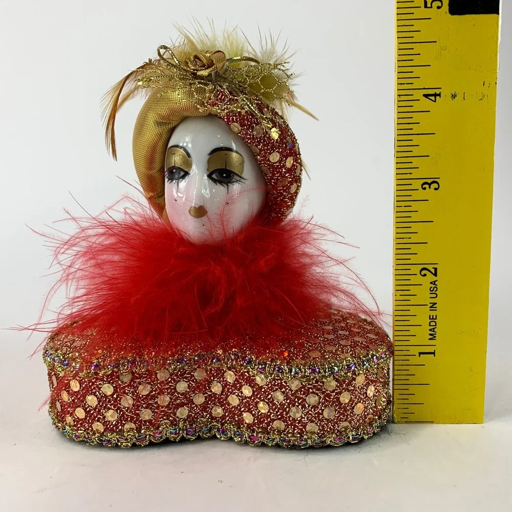 Head on Heart Platform Mardi Gras Porcelain Hand Painted Head Shelf Home Decor